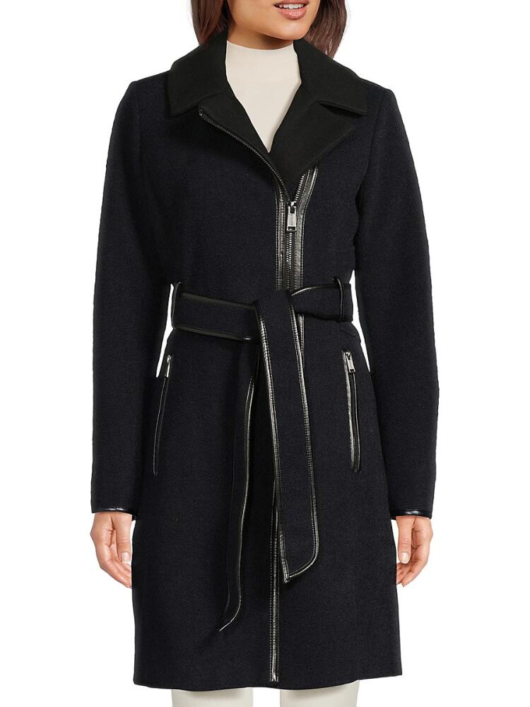 Guess Women's Wool Blend Longline Trench Coat - Navy Cover