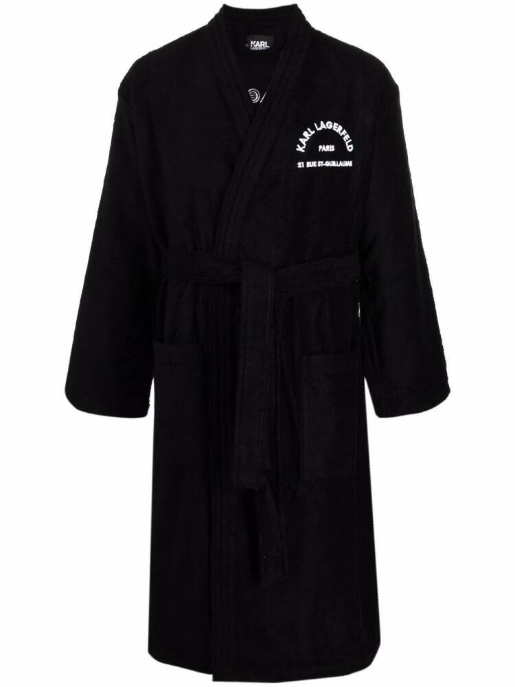 Karl Lagerfeld logo-embroidered dressing gown - Black Cover