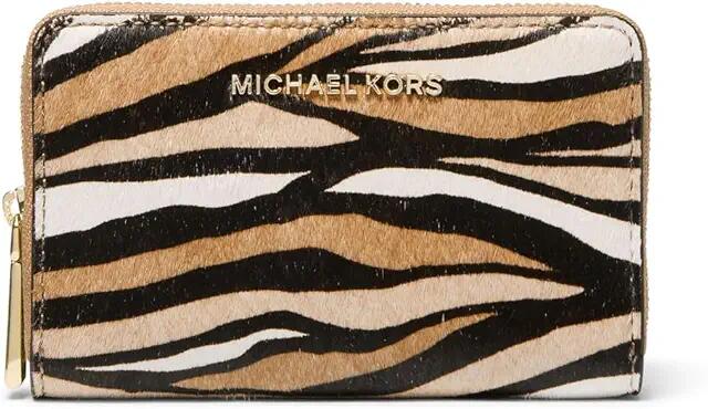 MICHAEL Michael Kors Jet Set Small Zip Around Card Case (Camel Multi) Handbags Cover