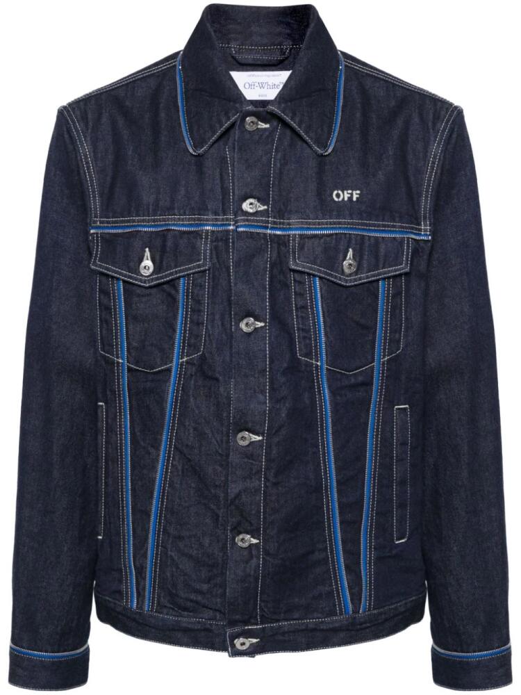 Off-White zip-embellished denim jacket - Blue Cover