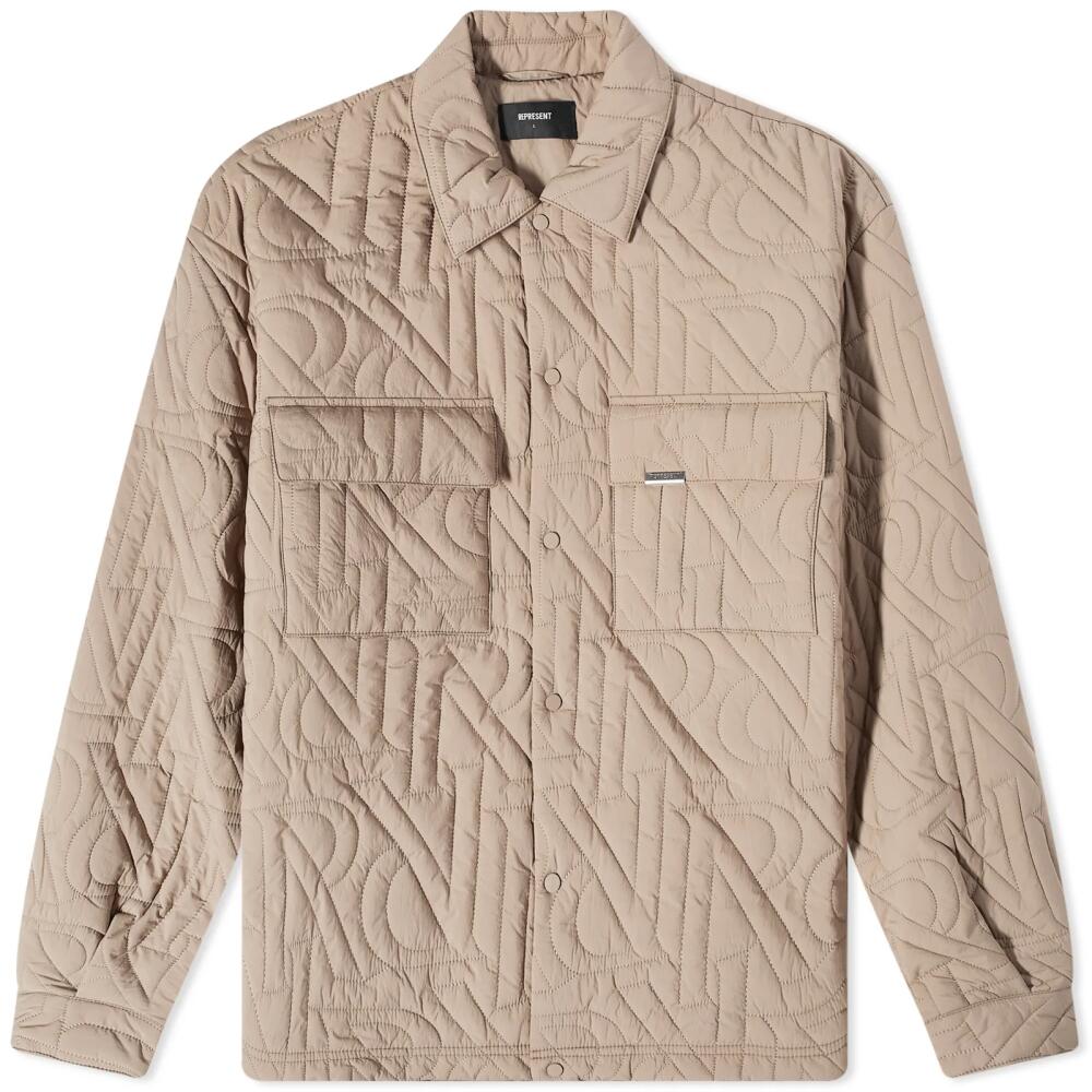 Represent Men's Initial Quilted Overshirt in Mushroom Cover