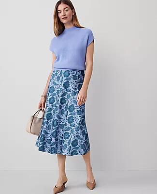 Ann Taylor Floral Bias Midi Slip Skirt Cover