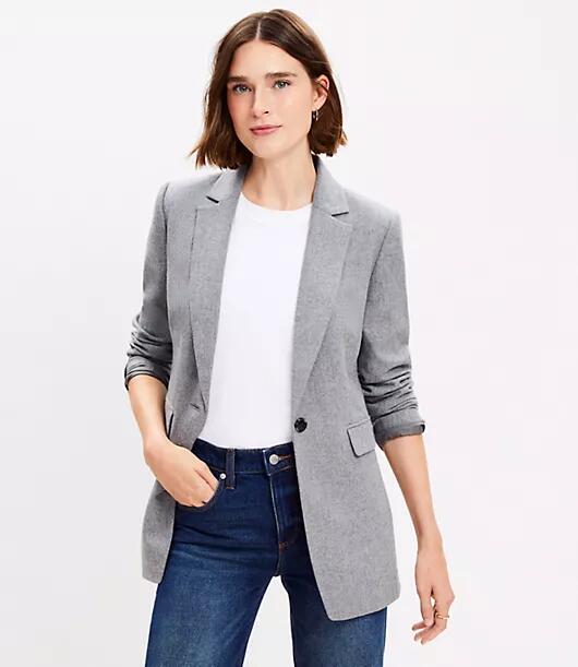 Loft Tall Wool Blend Long Modern Blazer Cover