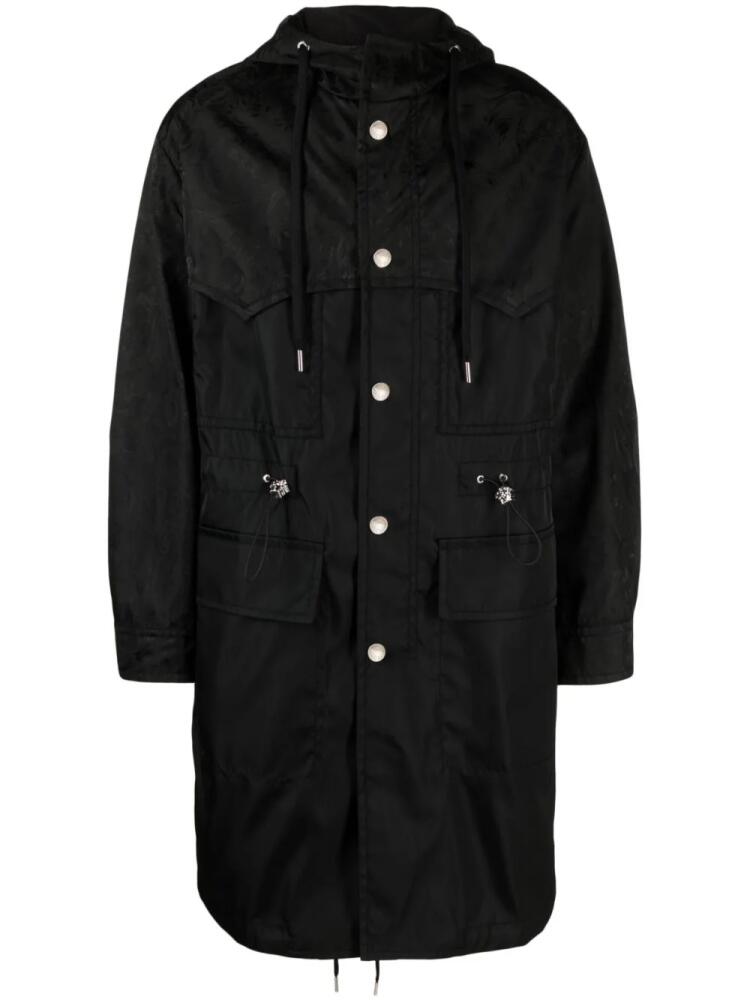 Versace Barocco Silhouette jacquard parka coat - Black Cover