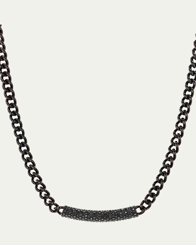 Sheryl Lowe Black Diamond Bar on Curb Chain Necklace Cover