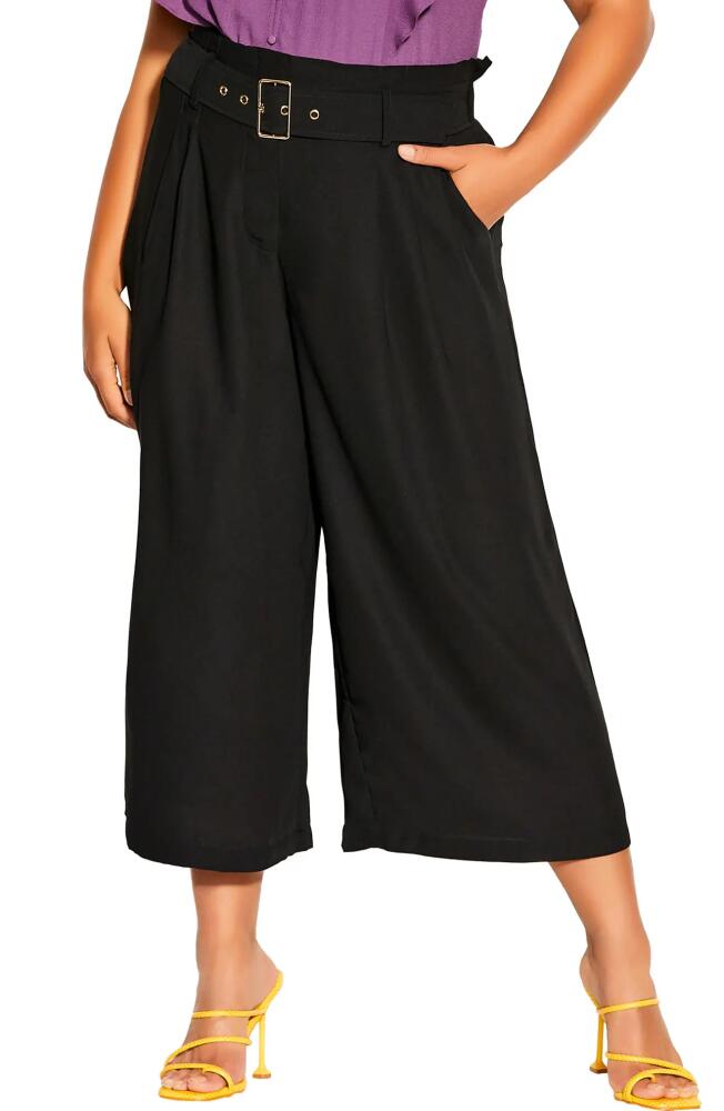 City Chic Easy Crop Belted Pants in Black Cover