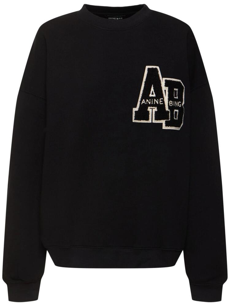 ANINE BING Miles Letterman Cotton Sweatshirt Cover