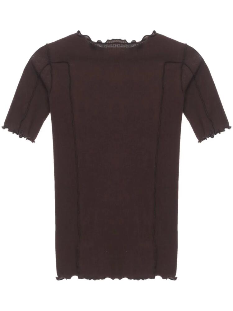 Baserange lettuce-hem stretch-cotton T-shirt - Brown Cover