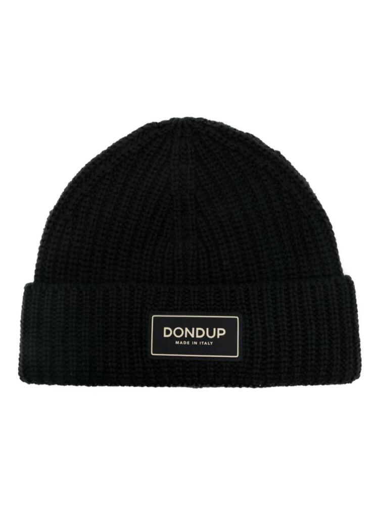 DONDUP logo-patch beanie - Black Cover