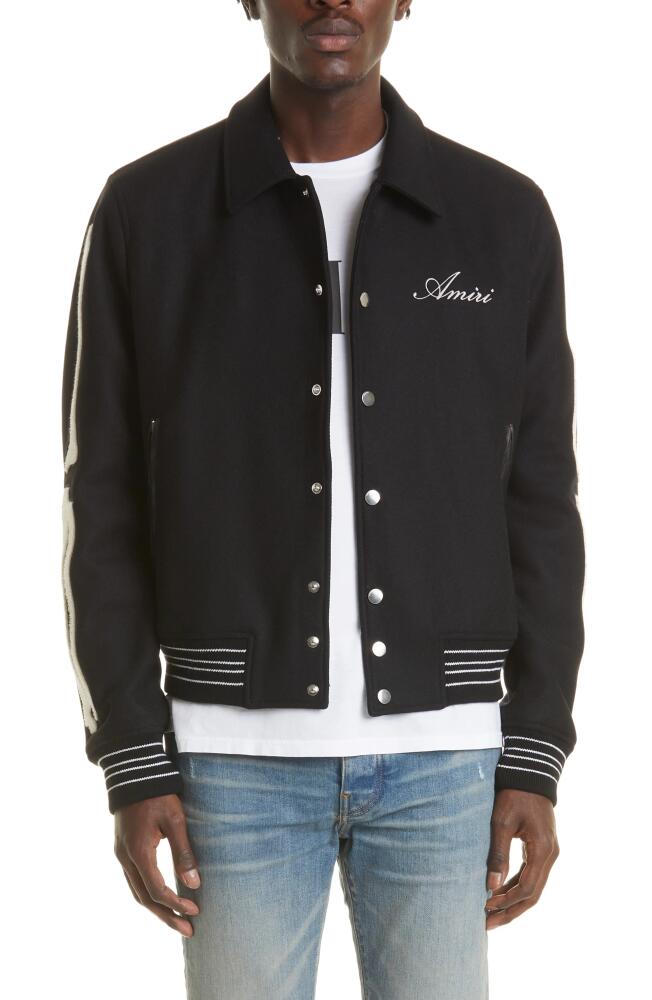 AMIRI Bones Wool Varsity Jacket in Black Cover