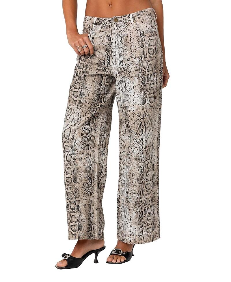 Edikted Snakeskin Printed Low Rise Jeans Cover