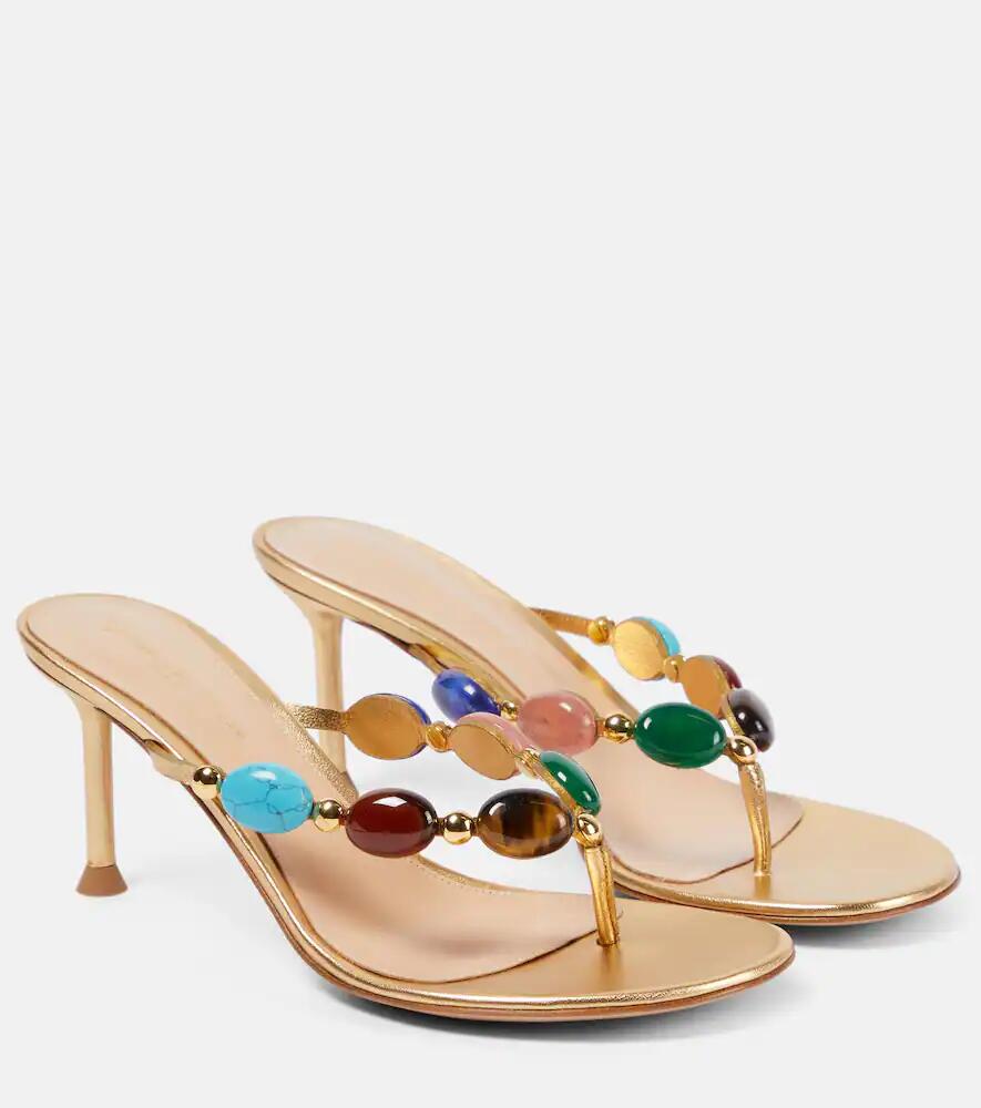 Gianvito Rossi Shanti embellished leather thong sandals Cover