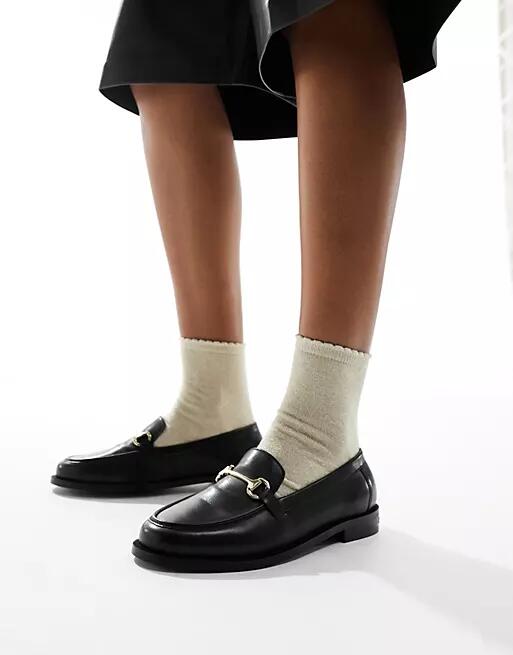 Walk London Rhea trim loafers in black leather Cover