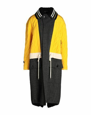 Plan C Woman Coat Yellow Cotton, Wool, Polyester Cover