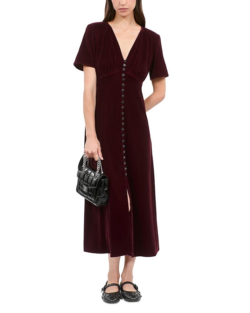 The Kooples Velvet Short Sleeve Midi Dress Cover