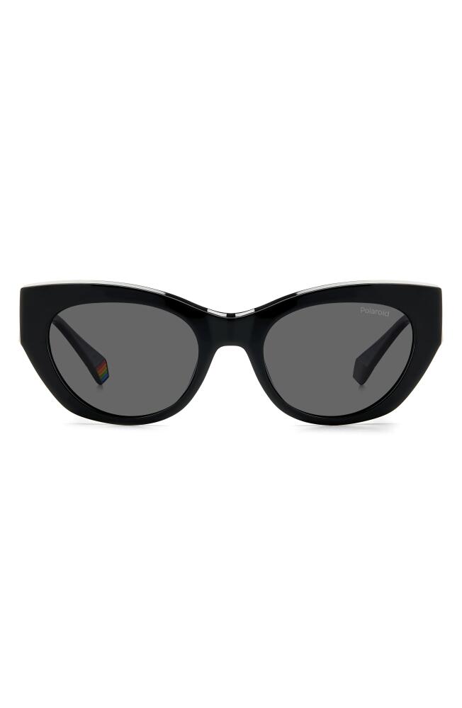 Polaroid 50mm Polarized Cat Eye Sunglasses in Black/Gray Polarized Cover