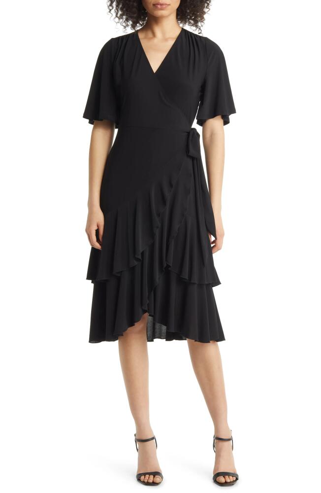 Kiyonna Miranda Ruffle Wrap Dress in Black Noir Cover