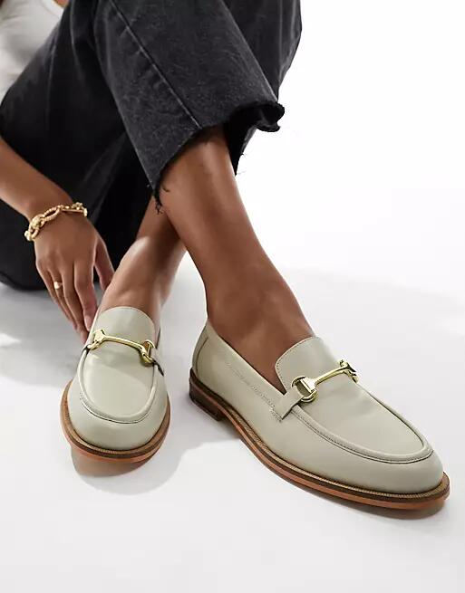 Walk London Rhea trim loafers in off-white leather Cover