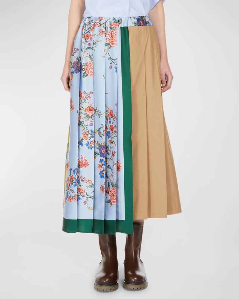 Weekend Max Mara Operoso Pleated Floral-Print Midi Skirt Cover