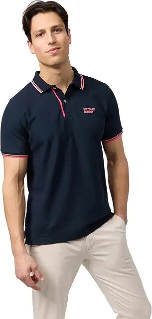 Psycho Bunny Wasterlo Pique Polo (Navy) Men's Short Sleeve Knit Cover