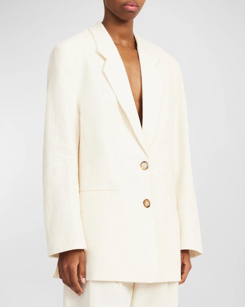 By Malene Birger Ophie Single-Breasted Seersucker Blazer Cover