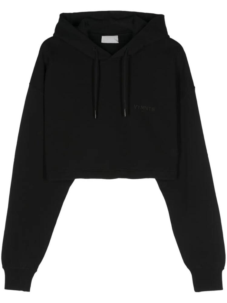 VTMNTS logo-embroidered crop hoodie - Black Cover