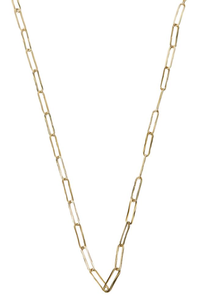 Argento Vivo Sterling Silver Hammered Paper Clip Chain Necklace in Gold Cover