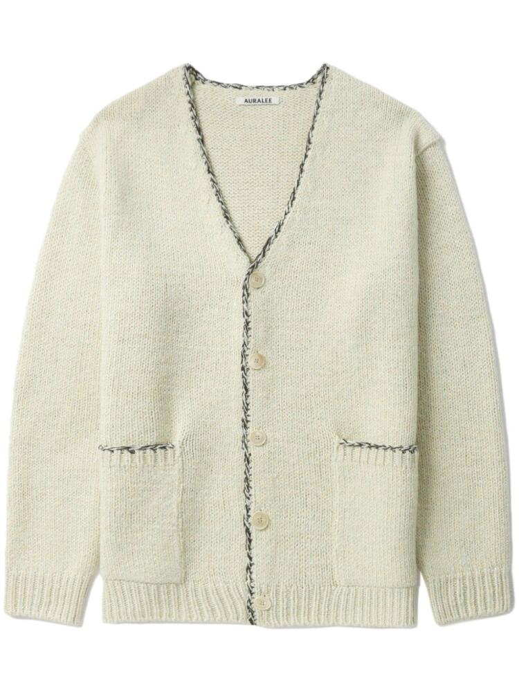 Auralee contrasting-trim knitted cardigan - Neutrals Cover