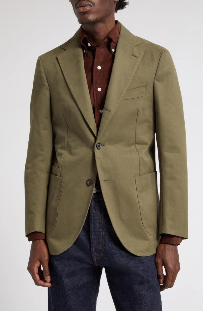 Drake's Cotton Drill Sport Coat in Lovat Cover