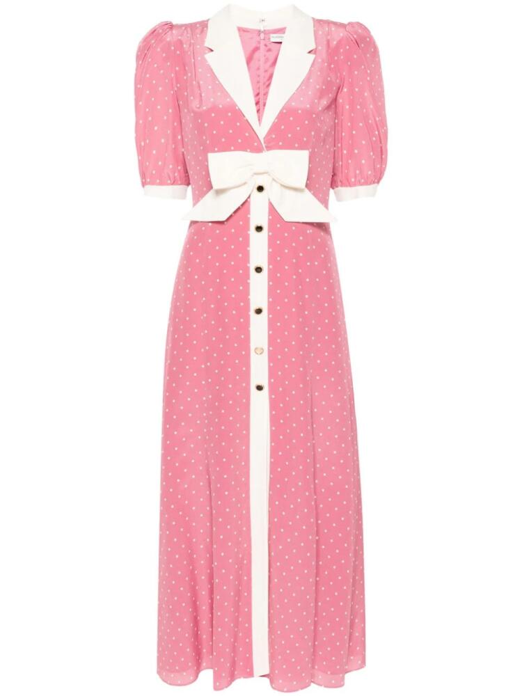 Alessandra Rich polka dot silk midi dress - Pink Cover