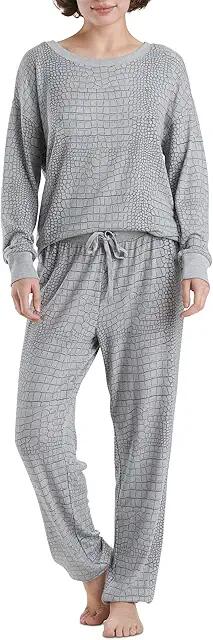 Splendid Westport Brushed Jersey Long Sleeve PJ Set (Grey Crocodile) Women's Pajama Sets Cover