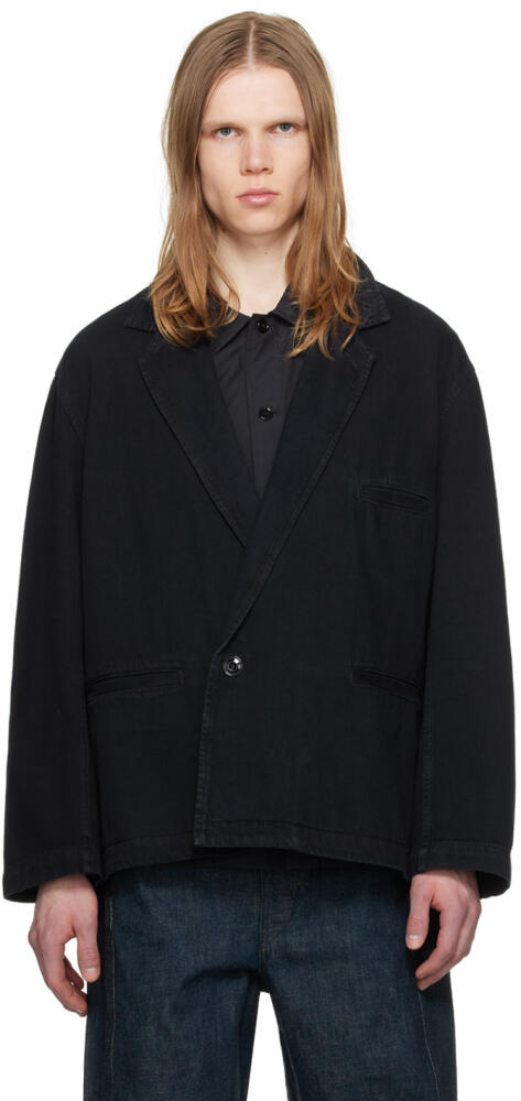 LEMAIRE Indigo Double-Breasted Denim Blazer Cover