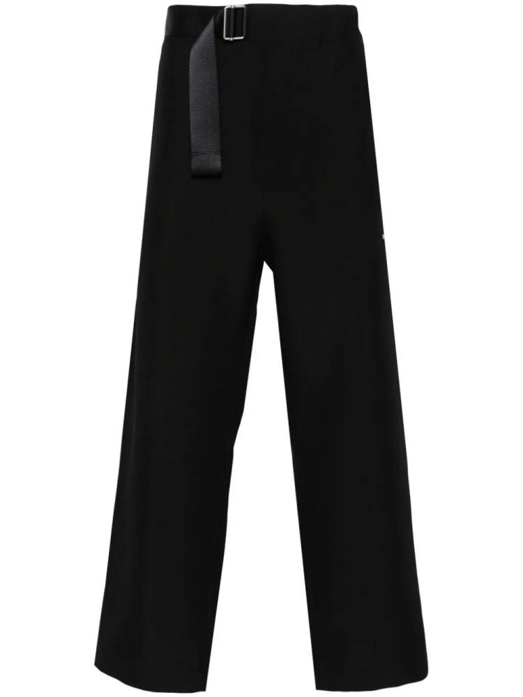 OAMC belted cotton straight-leg trousers - Black Cover