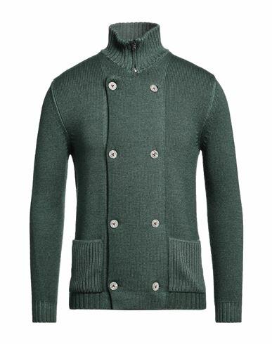 H953 Man Cardigan Green Merino Wool Cover