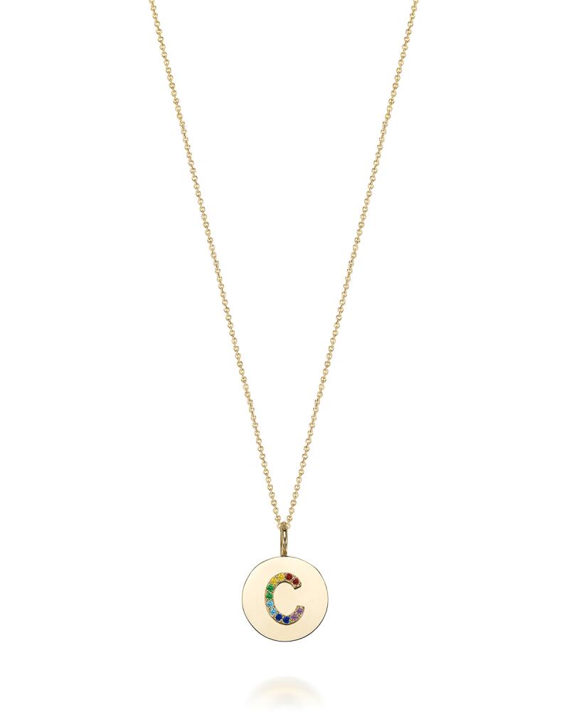 Sarah Chloe 14K Gold Kari Rainbow Initial Medallion Necklace Cover