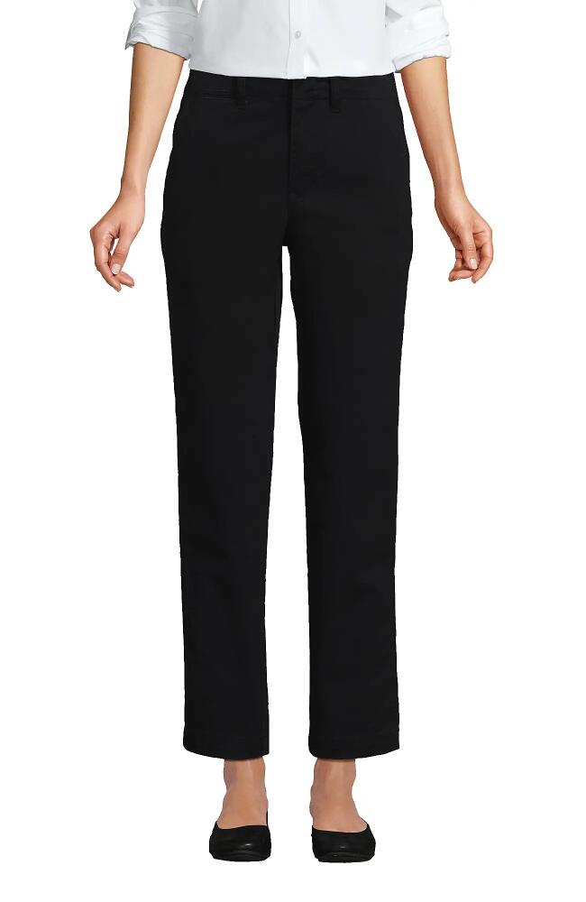 Lands' End Mid Rise Classic Straight Leg Chino Ankle Pants in Black Cover