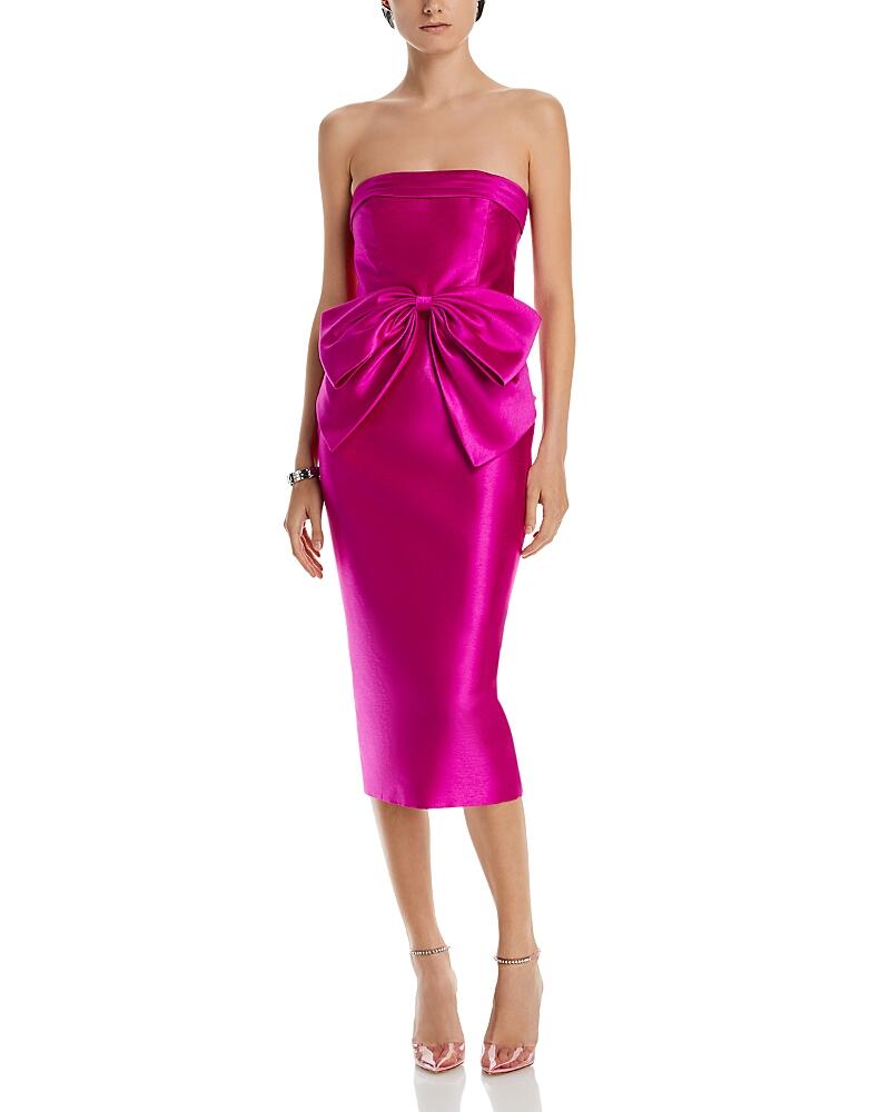 Zac Posen Bow Accented Strapless Midi Dress Cover