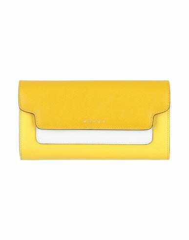 Marni Woman Wallet Ocher Bovine leather, Ovine leather Cover