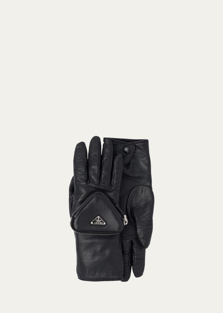 Prada Runaway Napa Gloves w/ Zip Pouch Cover