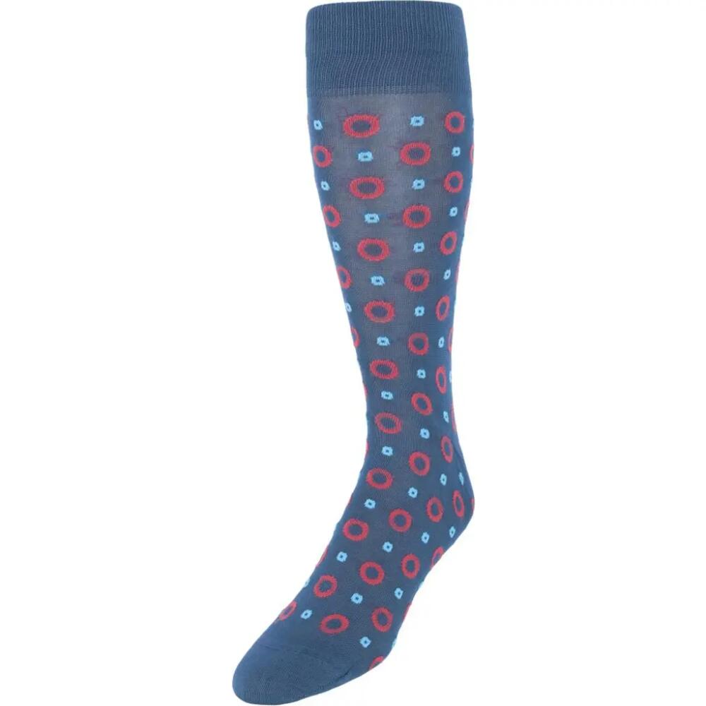 Trafalgar Redondo Circular Patterned Mid-Calf Mercerized Cotton Socks in Blue Cover