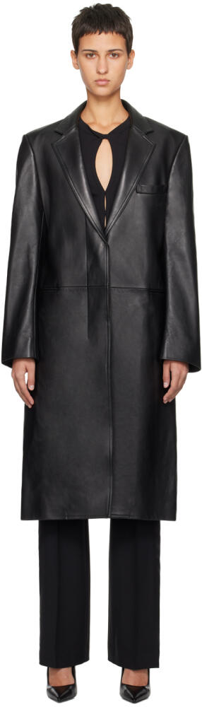 Helmut Lang Black Tailored Leather Coat Cover