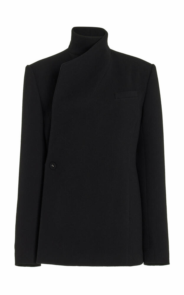 Brandon Maxwell - The Roslyn Double-Breasted Wool Crepe Jacket - Black Cover