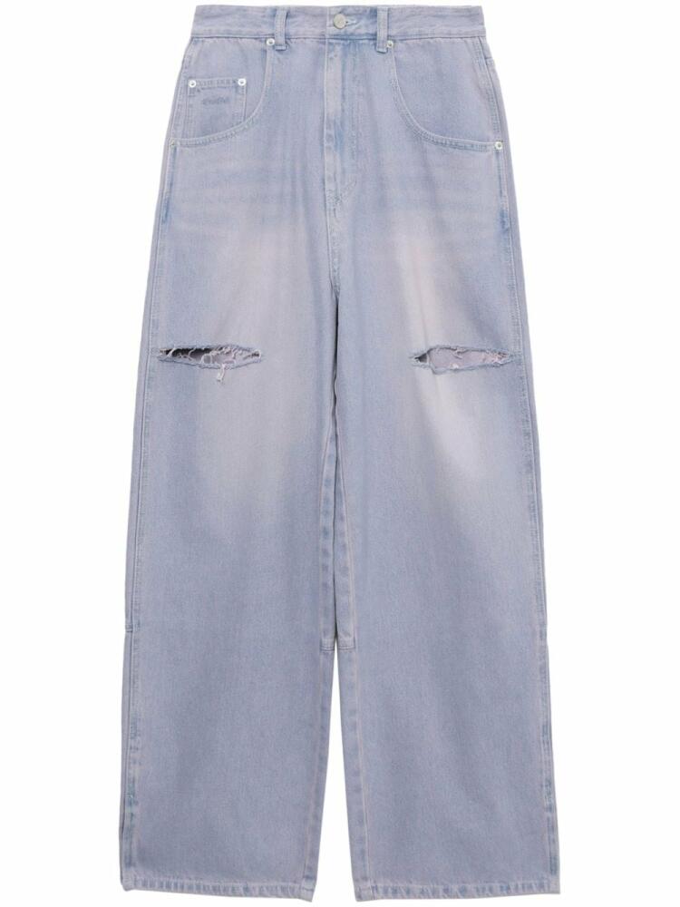 SJYP distressed-finish wide-leg jeans - Blue Cover