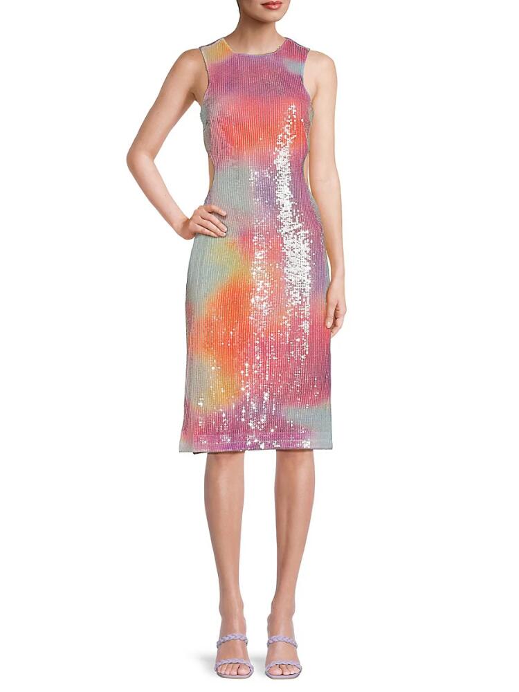 Avec Les Filles Women's Sequin Cutout Sheath Dress - Miami Sunset Cover