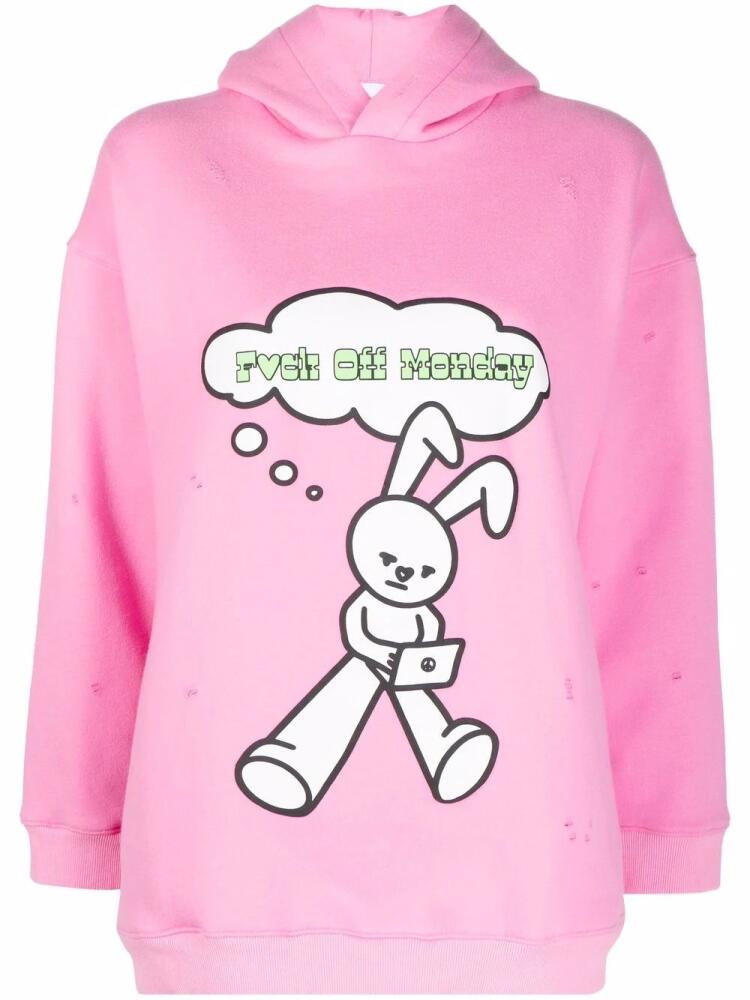 Natasha Zinko rabbit-print long-sleeved hoodie - Pink Cover