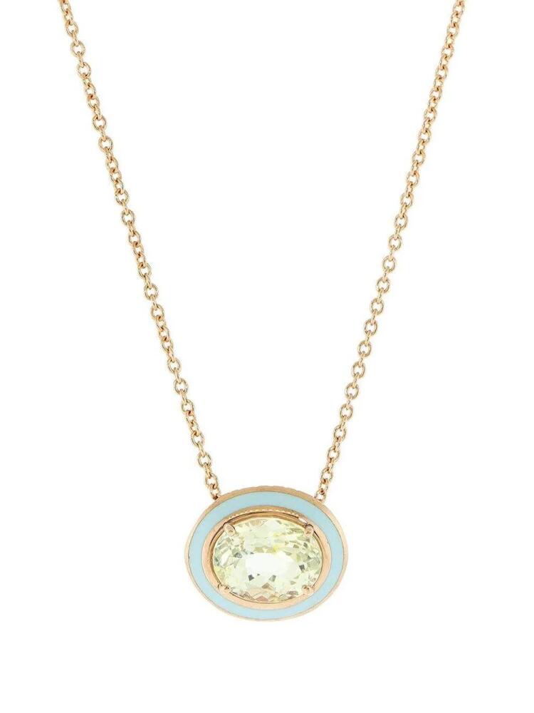 Selim Mouzannar 18kt rose gold, yellow sapphire and light blue enamel necklace - Pink Cover