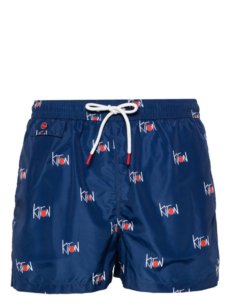 Kiton logo-print swim shorts - Blue Cover