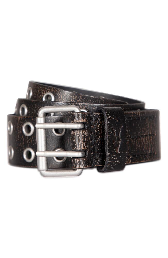 AllSaints Sturge Double Prong Leather Belt in Black Cover