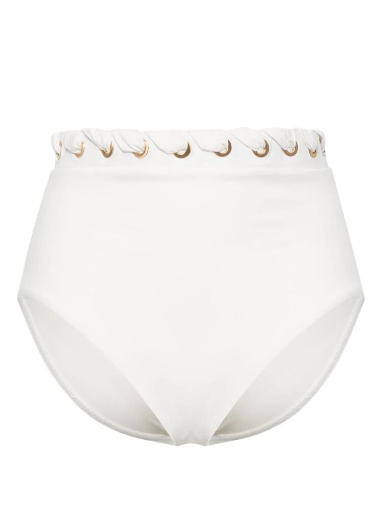 ZIMMERMANN Halliday high-waisted bikini bottoms - White Cover