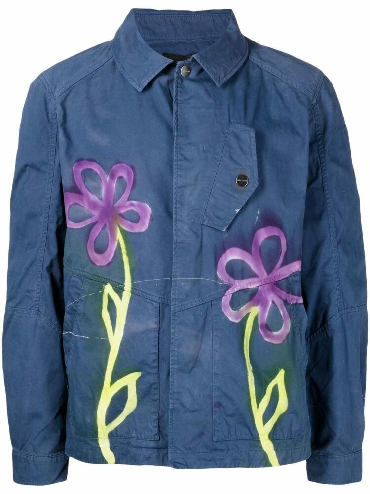 Stain Shade graphic-print button-up jacket - Blue Cover